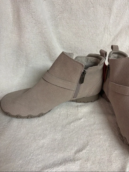 Skechers Taupe Suede Slip-On Ankle Boot with Buckle - Picture 6 of 12